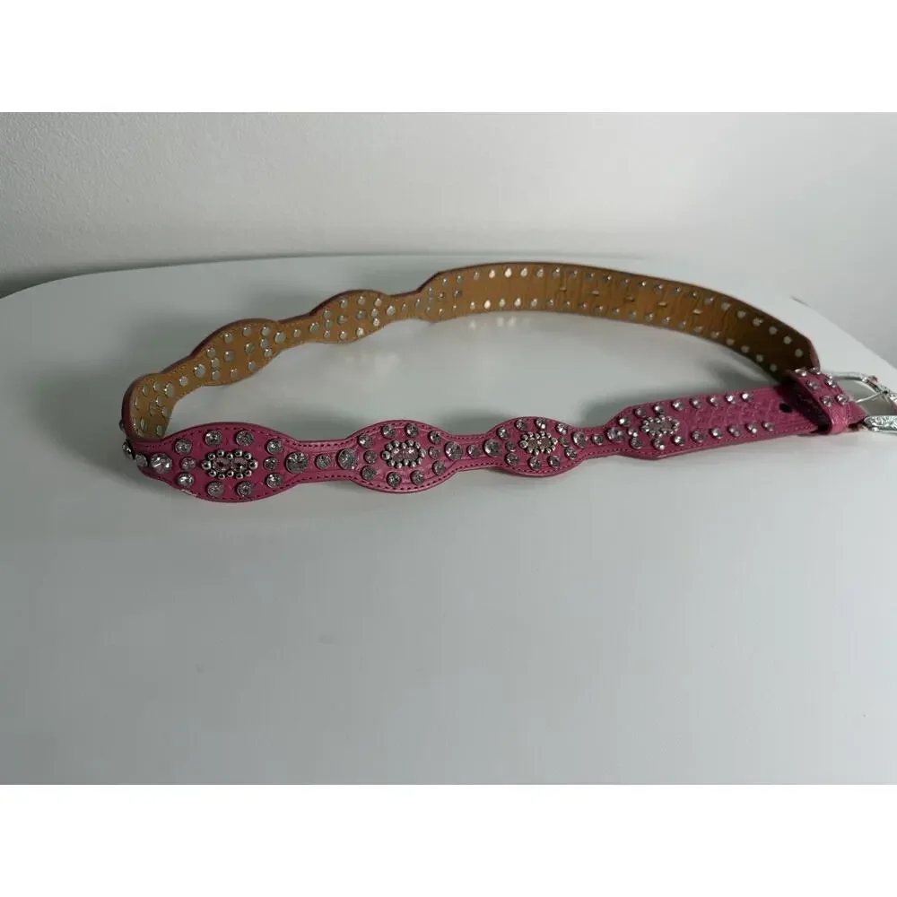 Tony Lama Women’s Pink Western Bling Rhinestone Belt Sz 34 C50361 Stud